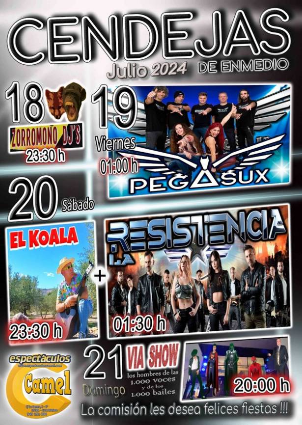Cendejas de Enmedio ofrece un amplio y variado programa de fiestas del 18 al 21 de julio