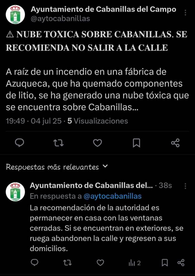 Incendio fábrica Azuqueca de Litio Ayto cabanillas