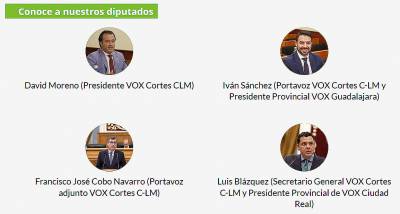 Diputados regionales de Vox en las Cortes de Castilla la Mancha. Foto: web Vox Vox diputados Cortes Castilla La Mancha Foto web Vox