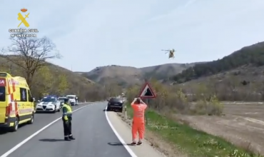 Momento de la llegada del helicóptero a la zona del suceso helicoptero A2