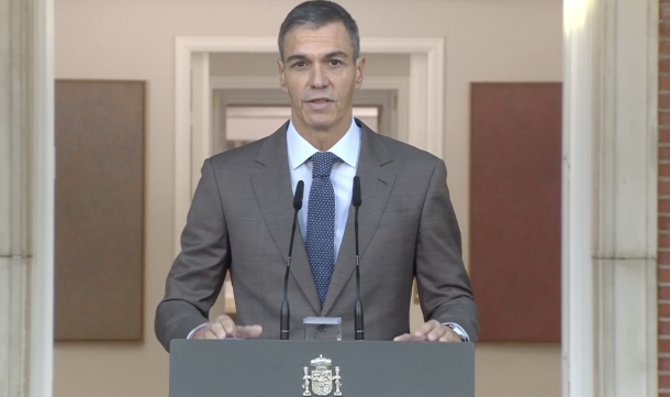 Pedro Sánchez en su comparecencia de esta mañana/ Moncloa pedro sanchez anuncia elecciones 29 N